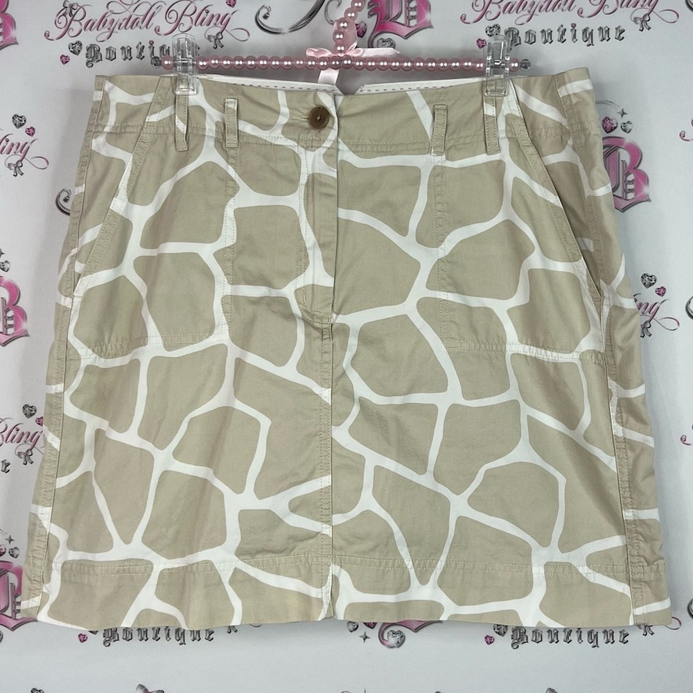 Lands' End skort skirt giraffe print animal Beige and White Patterned Skirt